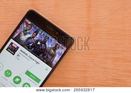 Bekasi, West Java, Indonesia. October 30, 2018 : Marvel Future Fight Dev Application On Smartphone S