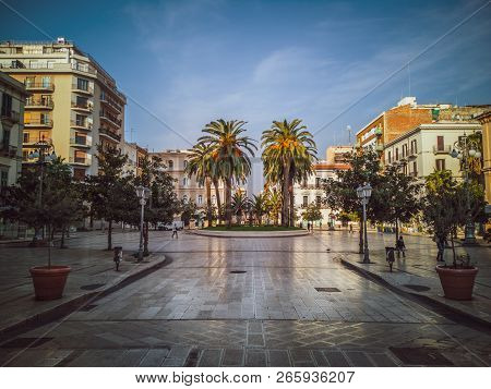 Taranto, Italy. October 21, 2018: Piazza Maria Immacolata In The City Of Taranto In The Apulia Regio