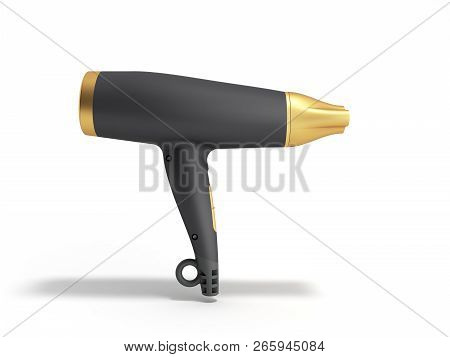 Black Hair Dryer 3d Render On White