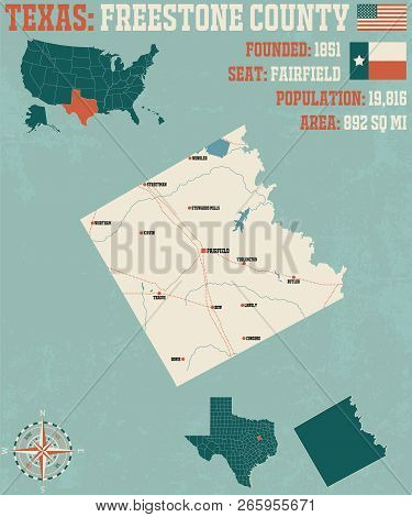 Detailed Map Of Freestone County In Texas, Usa
