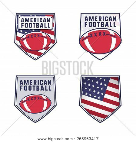 American Football Logo Emblems Set. Usa Sports Badges Collection In Flat Colorful Style. Cute Logoty
