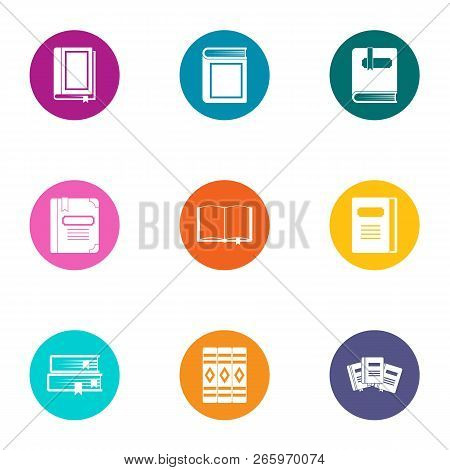 Booklet Icons Set. Flat Set Of 9 Booklet Icons For Web Isolated On White Background