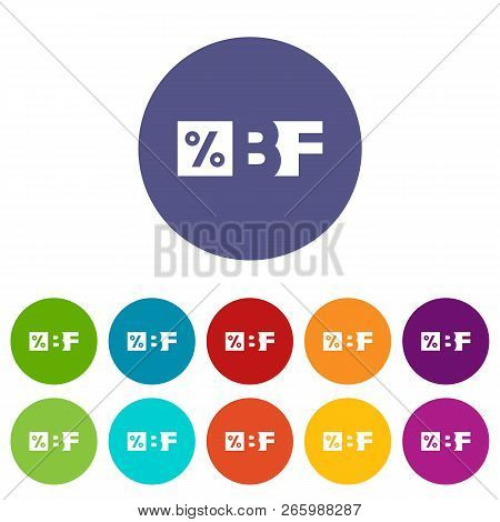 Letters Bf Black Friday And Percentage Icon. Simple Illustration Of Letters Bf Black Friday And Perc