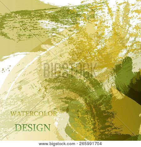 Colorful Abstract Watercolor Texture Stain With Splashes. Modern Creative Watercolor Background For 