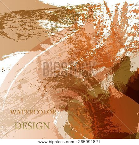 Colorful Abstract Watercolor Texture Stain With Splashes. Modern Creative Watercolor Background For 