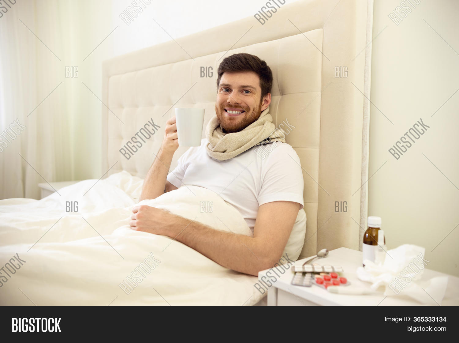 Sick Man Drinking Hot Image & Photo (Free Trial) Bigstock