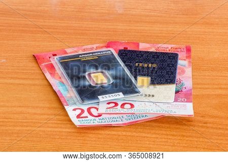 Pruszcz Gdanski, Poland - May 6, 2020: 1 Gram Argor-heraeus And 1 Gram Igr Istanbul Gold Refinery Of