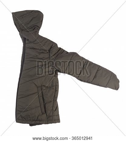 dark green jacket with hood