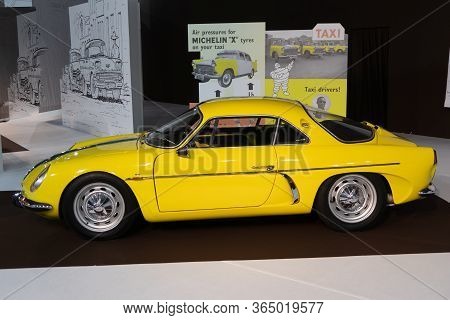 Paris, Ile De France / France - October 08 2018 : Mondial Paris Motor Show Vintage Alpine A110 Berli