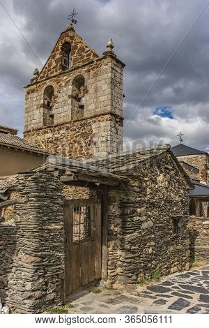 Traditional Slate Buildings In El Muyo Black Village Of The Riaza District In The Province Of Segovi