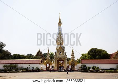 Pagoda Or Stupa Of Wat Phra That Phanom Temple For Foreign Traveler And Thai People Travel Visit And
