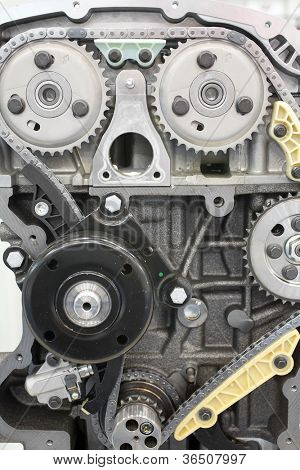Obrázek mechanismu distribuce plynu explozi motoru