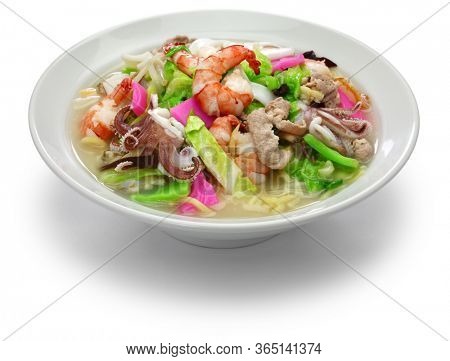 Nagasaki champon noodle soup, Japanese ramen dish