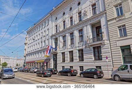 Vienna, Austria September 7, 2018: Street View Of The Croatian Embassy Building Located At Rennweg 3
