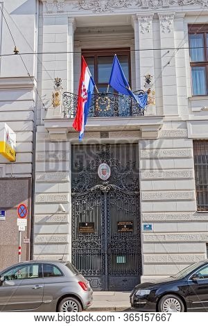 Vienna, Austria September 7, 2018: Entrance Door Of The Croatian Embassy Located At Rennweg 3.