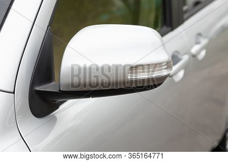 Novosibirsk/ Russia - May 02 2020: Toyota Sienta, Side Mirror Of A Car Close-up. Exterior Detail