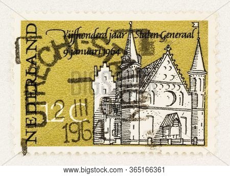 Seattle Washington - May 3, 2020:  1964 Dutch Postage Featuring The Ridderzaal In The Hague, Commemo