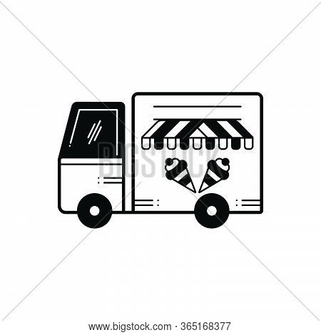 Black Solid Icon For Icecream Van Vechicle Conveyance Carriage