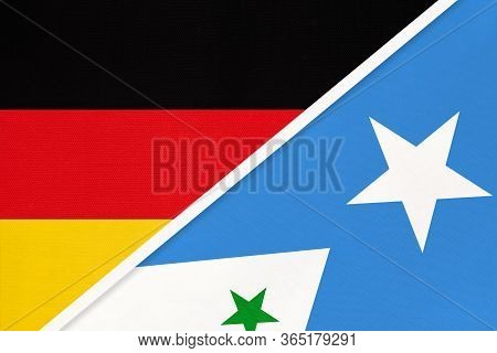 Federal Republic Of Germany Vs Galmudug State, Symbol Of Two National Flags From Textile. Relationsh