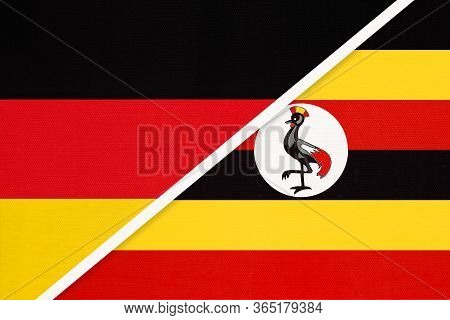 Federal Republic Of Germany Vs Uganda, Symbol Of Two National Flags From Textile. Relationship, Part