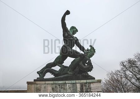 Budapest, Hungary - Nov 6, 2019: Side Statue Of The Liberty Statue On Gellert Hill In Budapest In Hu