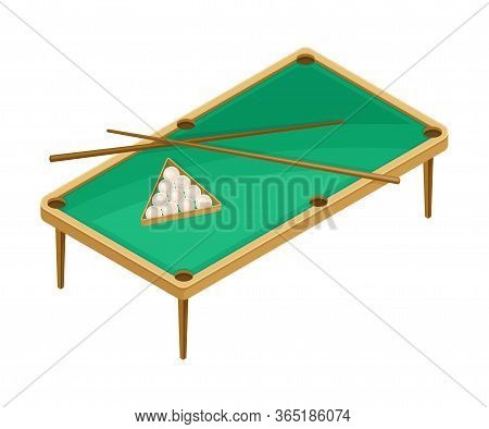 Billiard Table With Six Corner Pockets As Tabletop Game Vector Illustration