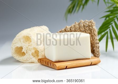 Natural Soap On Twine Scrubbing Sponge With Loofah