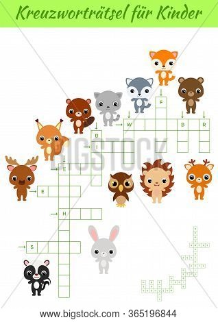 Kreuzworträtsel Für Kinder - Crossword For Kids. Crossword Game With Pictures. Kids Activity Workshe