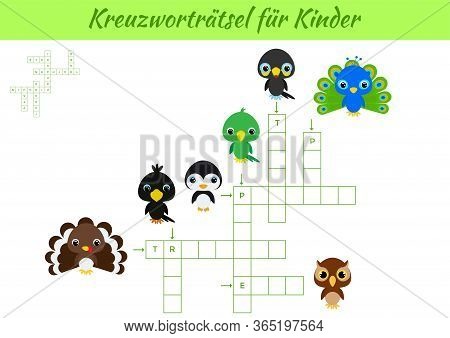 Kreuzworträtsel Für Kinder - Crossword For Kids. Crossword Game With Pictures. Kids Activity Workshe