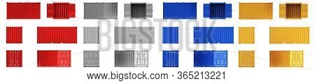 A High Quality Image Of 20ft Shipping Containers On A White Background With Clipping Path. Set Twent