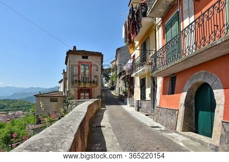 A Street Between The Old Houses Of Polla, A Rural Village In Southern Italy