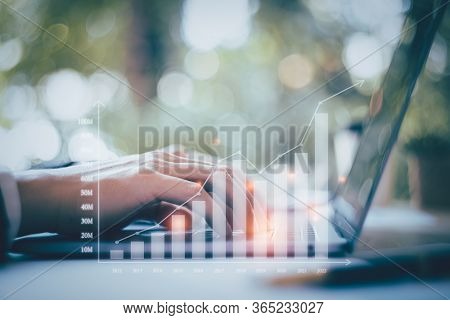 Business Development To Success And Growing Growth Concept. Close Up Hand Of Creative Businessman Us