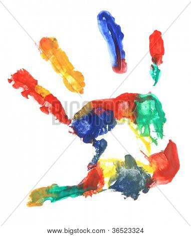สีมือพิมพ์ แยกบนพื้นสีขาว