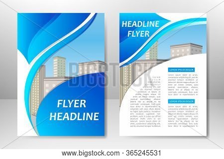 Blue Vector Template Design For Business Brochure, Flyer, Poster, Booklet, Presentation, Annual Repo