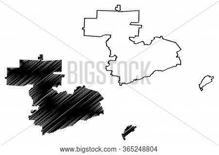 Dzerzhinsk City (russian Federation, Russia, Nizhny Novgorod Oblast) Map Vector Illustration, Scribb