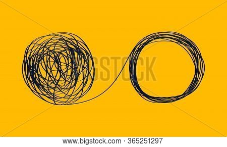 Concept Icon Showing The Unraveling Of A Tangled Line. Metaphor For A Mentor Or Coach In Problems Bu