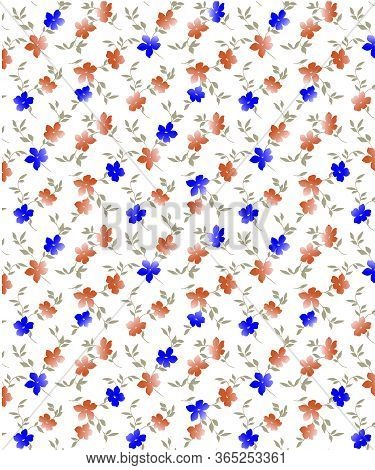 Abstract Small Flower In Grunge Style. Multi Use Pattern With White Background. For Use In Printing