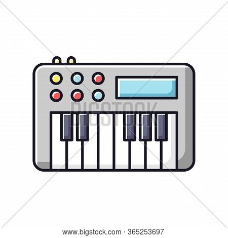 Synthesizer Rgb Color Icon. Electronic Musical Instrument For Band Performance. Keyboard To Play Mus