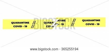 Coronovirus Quarantine Is Over. Pandevic End. Covid-2019. Cut Yellow Tape.