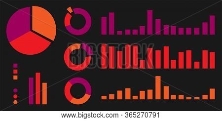 Multi-colored Chart For Business, Study, And Work On A Black Background