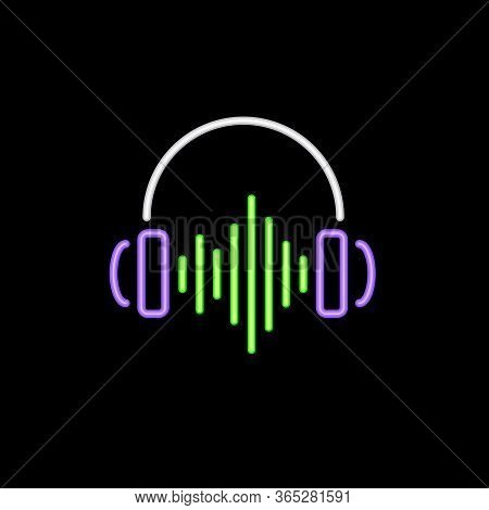 Music And Colorful Head Set In Black Background