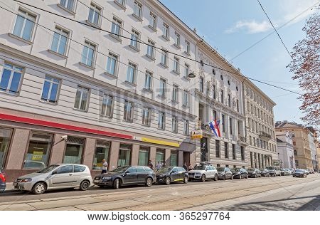 Vienna, Austria September 7, 2018: Street View Of The Croatian Embassy Building Located At Rennweg 3