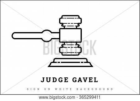 Judge Gavel Logo In Vector On A White Background.