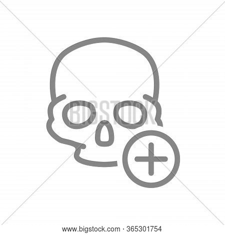 Skull With Plus Line Icon. Bone Structure Of The Head, Cranium Symbol