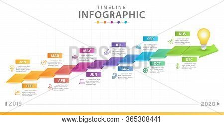 Infographic Template For Business. Modern Timeline Diagram Calendar With 3D Style, Presentation Vect
