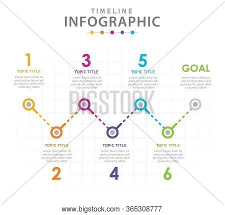 Infographic Template For Business. 6 Steps Modern Timeline Diagram With Lines, Presentation Vector I