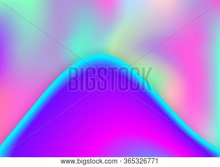 Liquid Fluid. Rainbow Book, Banner Frame. Holographic 3d Backdrop With Modern Trendy Blend. Vivid Gr