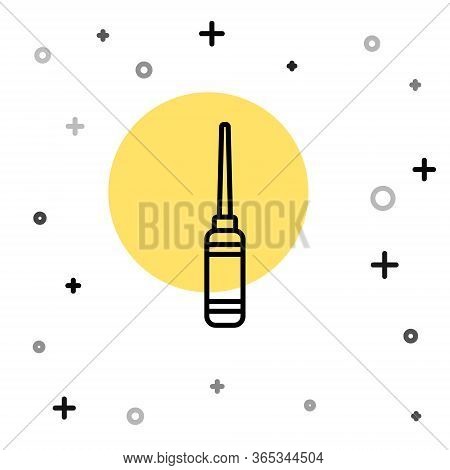 Black Line Awl Tool With Wooden Handle Icon Isolated On White Background. Work Equipment Tailor Indu