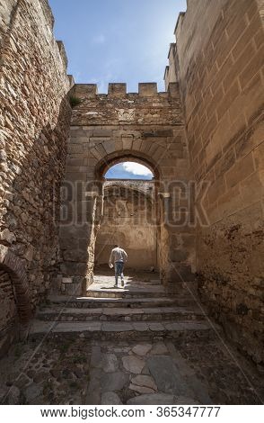 Capital Gate At Badajoz Alcazaba, Walled Citadel Of Almohade Era, 12th Century. Extremadura, Spain