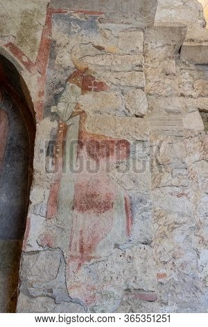 Demre, Antalya, Turkey - June 03, 2019: Colorful Frescoes In The Church Of St. Nicholas The Wonderwo